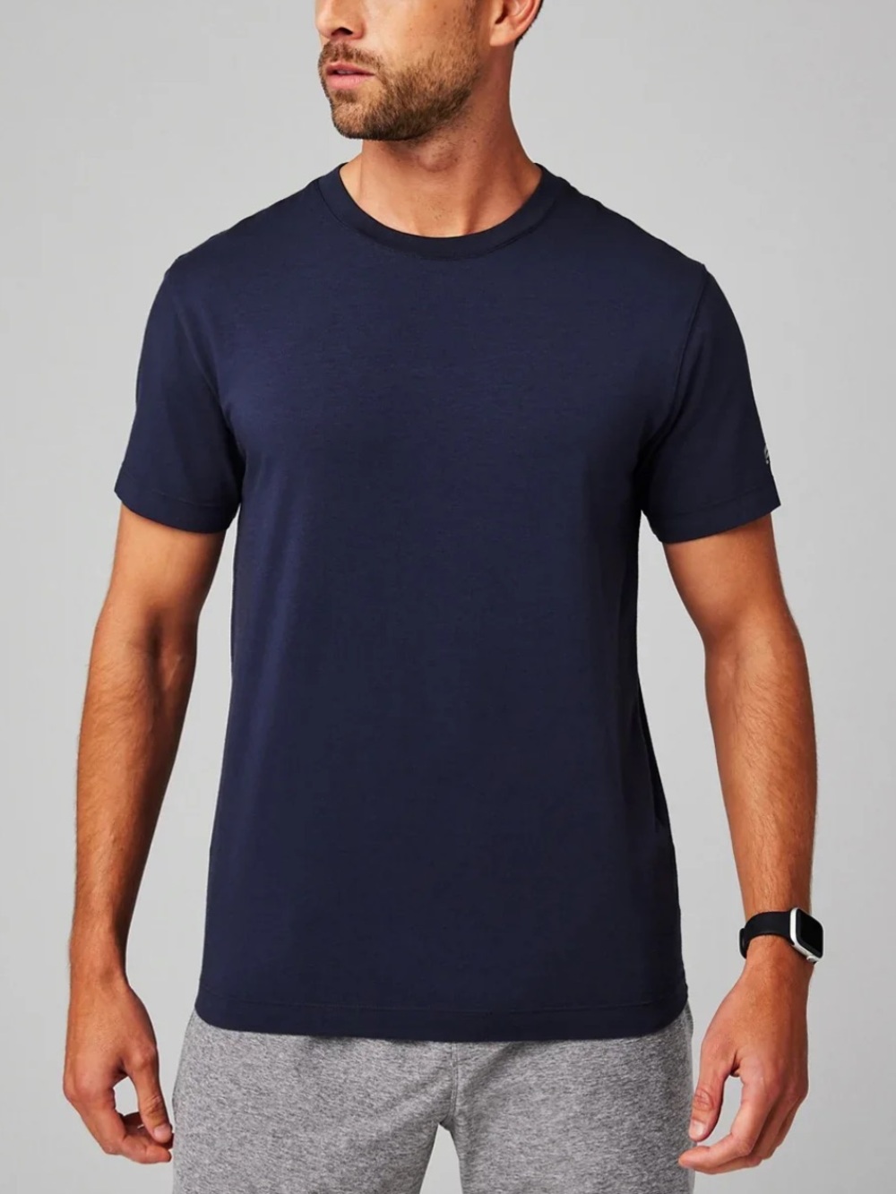 NWT Fabletics Men's 24/7 Crew Neck Tee in Navy Blue